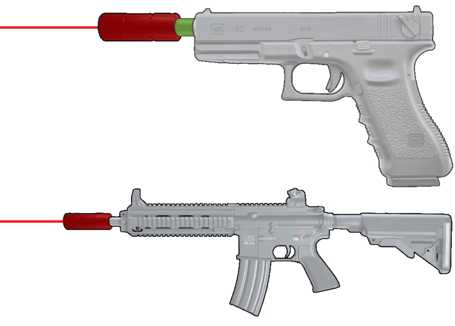 Laser Ammo Flash Kit für Airsoft Gewehre Adapter u. Vibrations Patrone 
